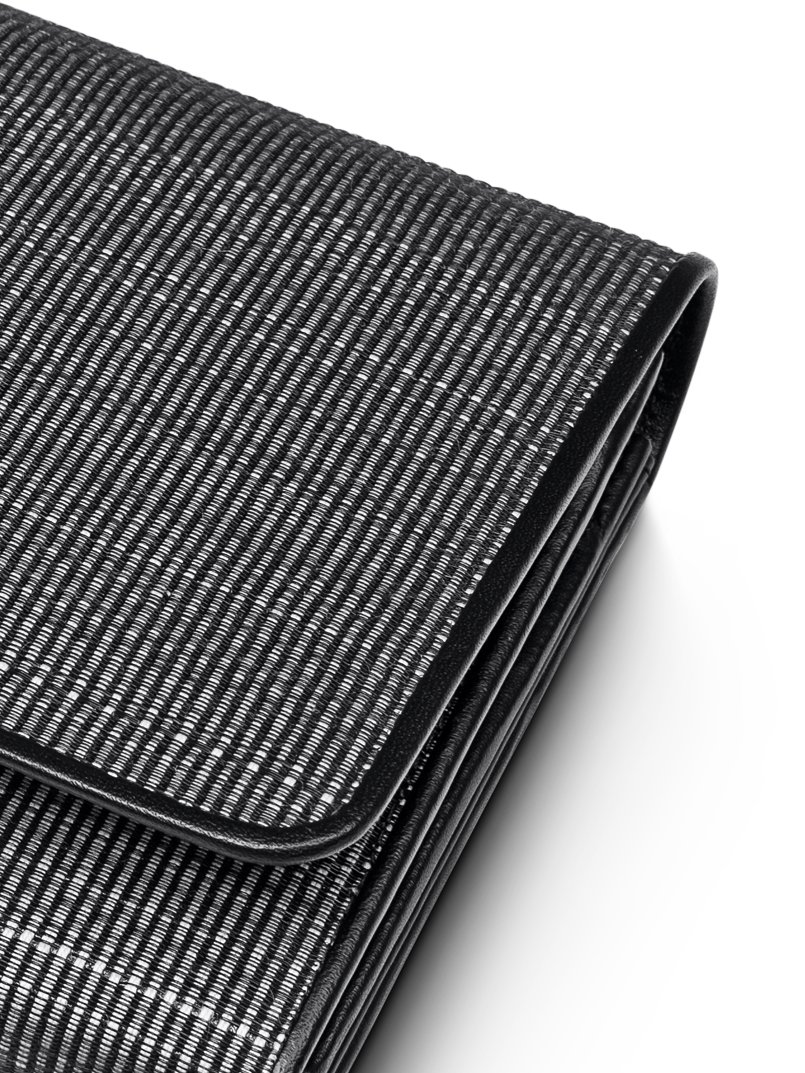 Designer Long Over Flap Wallet in Horshair - Grau