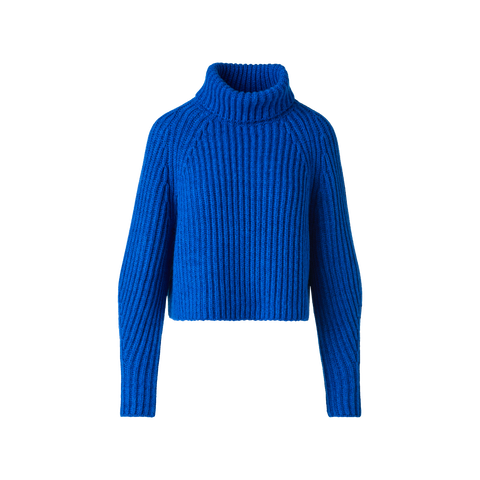 Kurzer Kaschmir Rippen Rollkragen Pullover