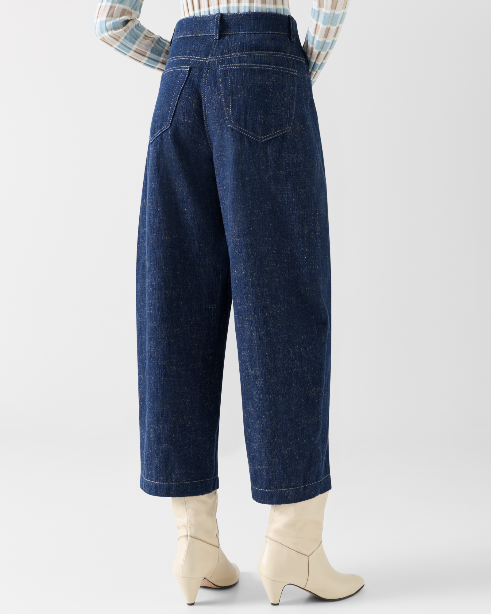 Designer Barrel-Leg Hose aus Winter-Denim - Dunkelblau 