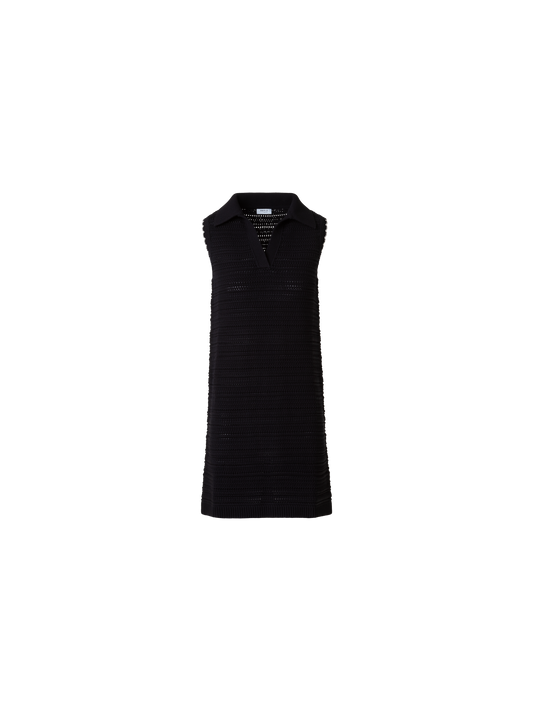 Designer Polo-Strickkleid aus Baumwolle - Schwarz