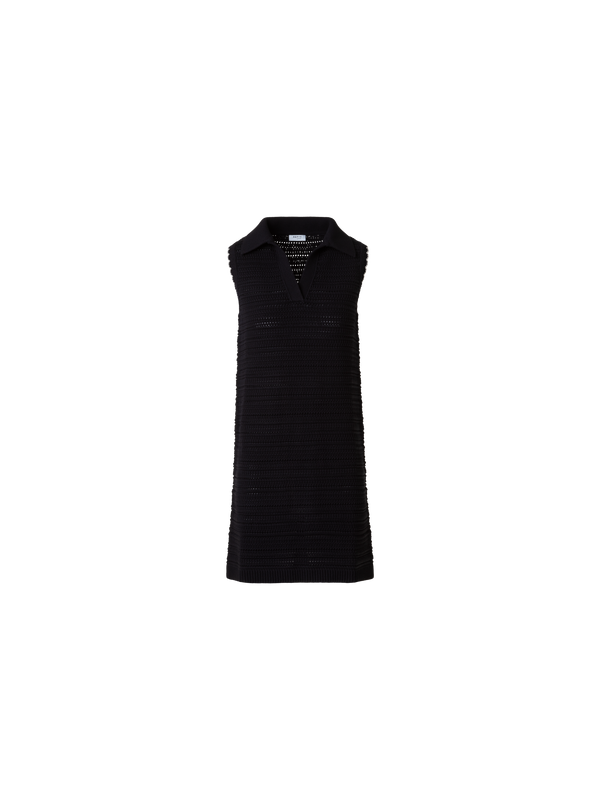 Designer Polo-Strickkleid aus Baumwolle - Schwarz