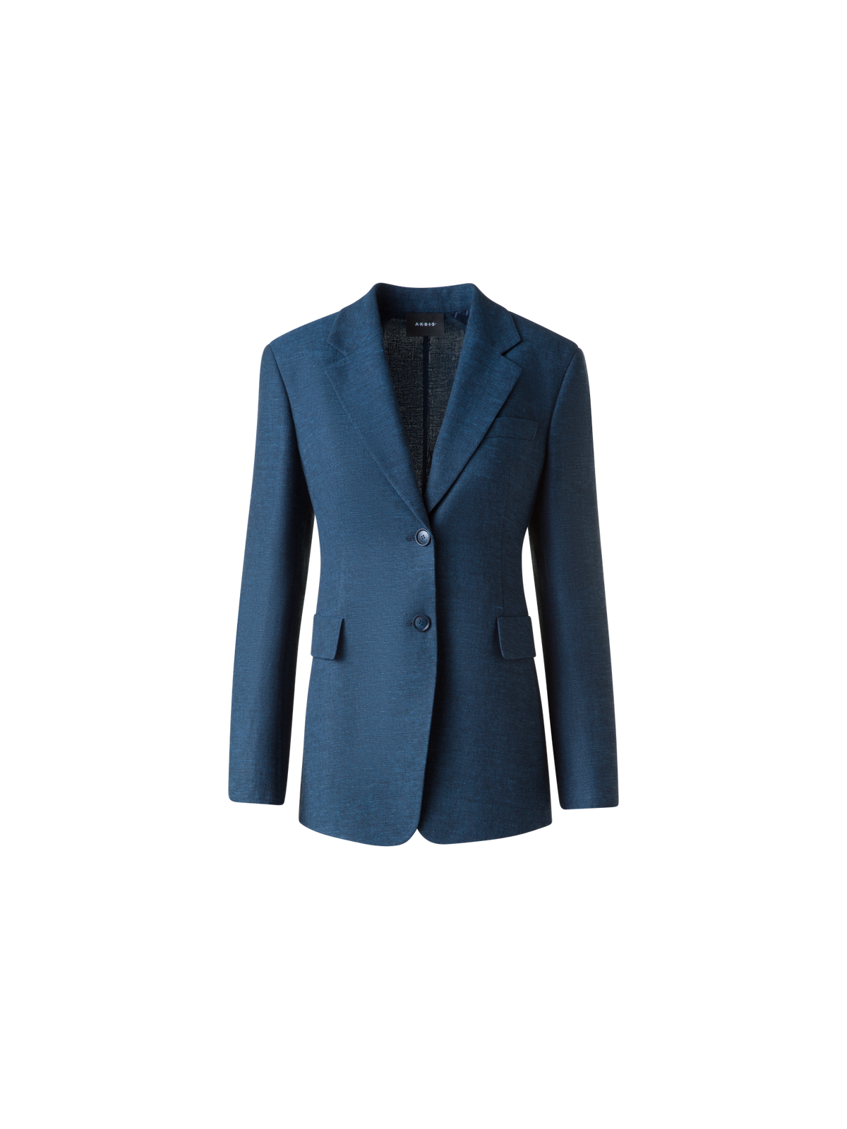 Designer Langer Blazer aus Leinen Doubleface - Blau