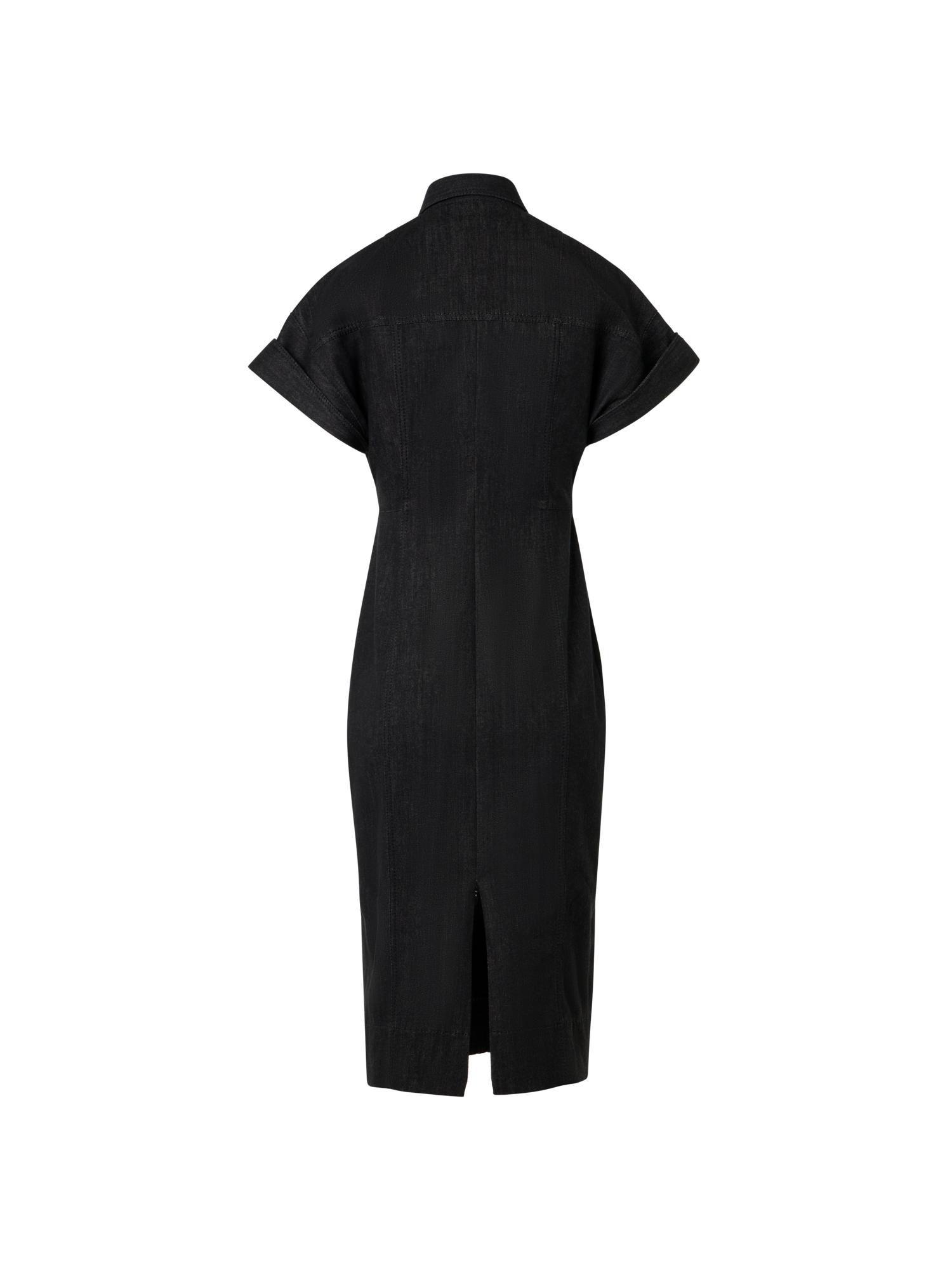 Designer Tailliertes Kleid aus Baumwoll-Stretch-Denim - Schwarz