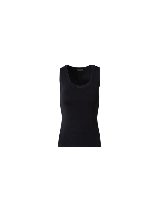 Designer Strick-Tank-Top aus Seiden-Stretch - Schwarz