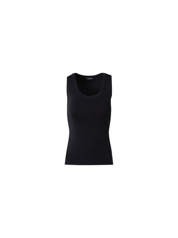 Designer Strick-Tank-Top aus Seiden-Stretch - Schwarz