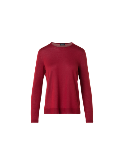 Designer Nahtloser Rundhals-Pullover aus Kaschmirseide - Weinrot - Rot