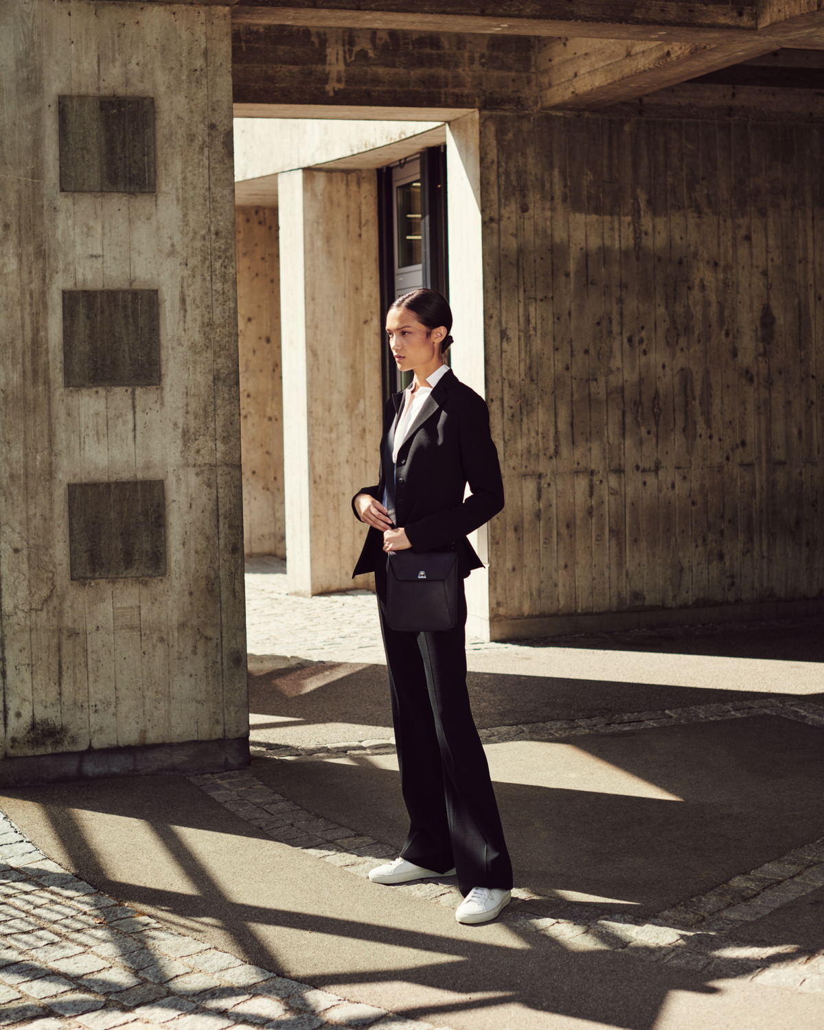 Designer Bluse in Baumwolle Stretch - Weiss #editorial