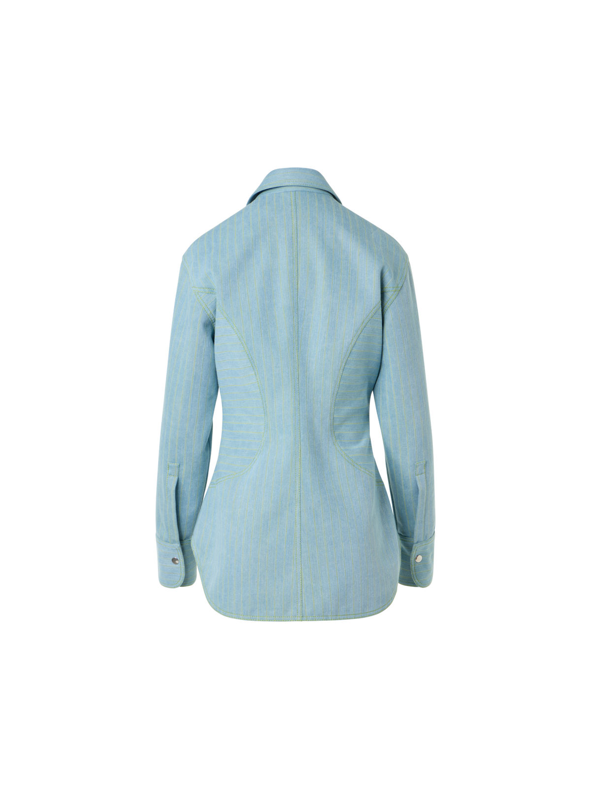 Designer Taillierte Nadelstreifen-Denim-Bluse - Blau