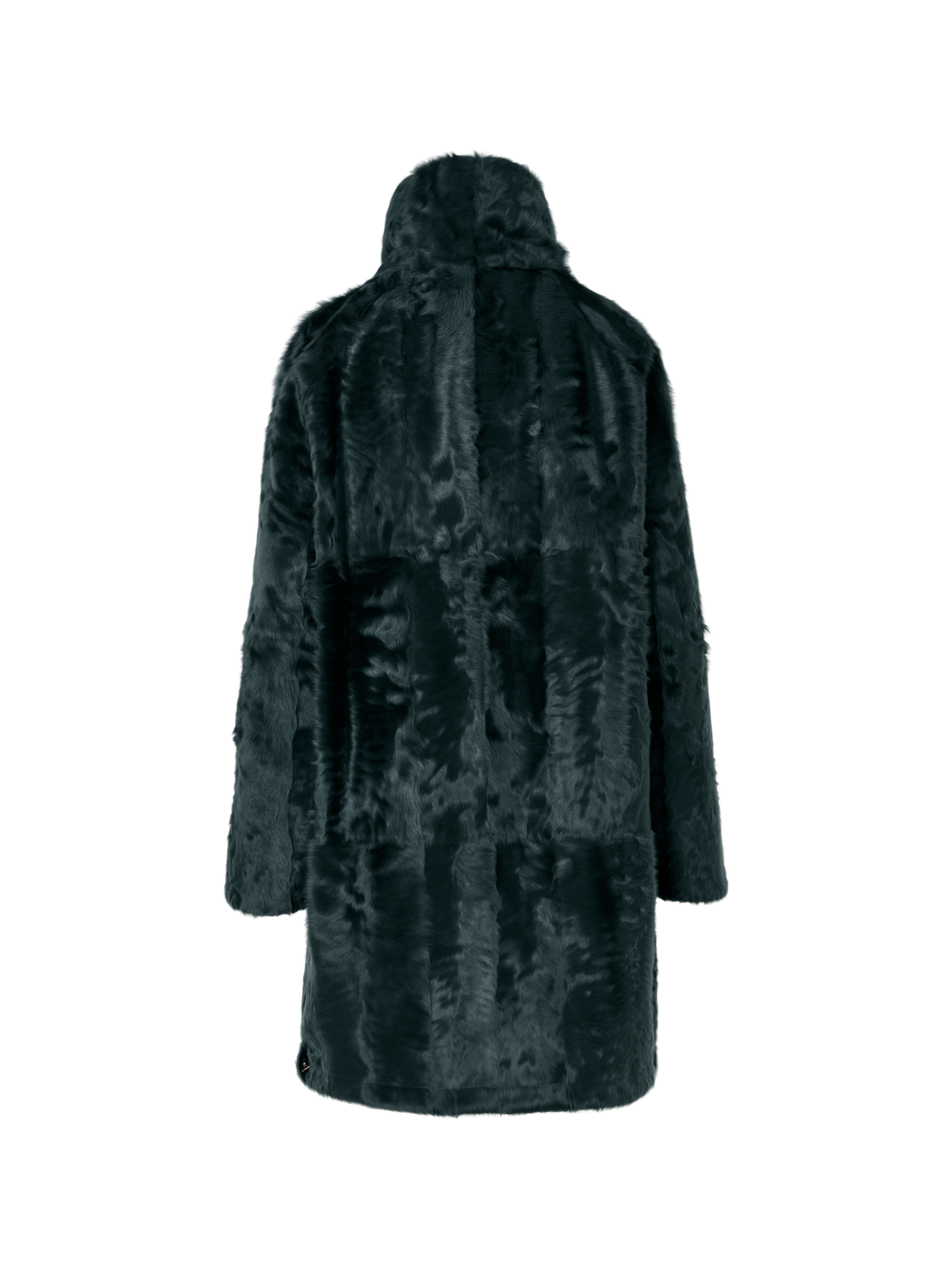 Designer Lamm-Shearling-Parka wendbar zu Seide - Grün