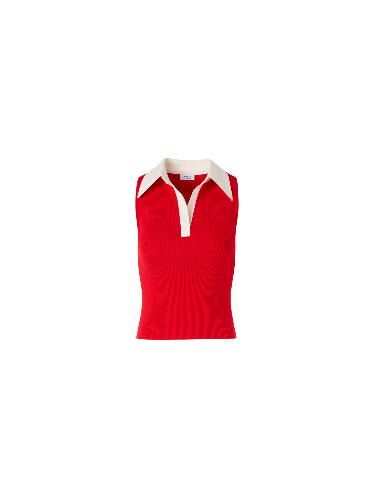 Designer Ärmelloses Strickpolo aus Merinowolle - Rot