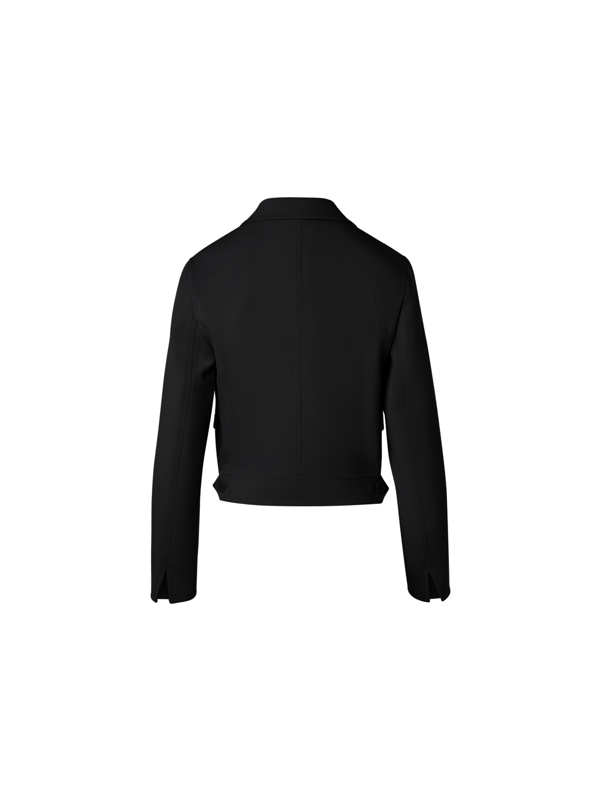 Designer Boxy Lapel Jacket in Wool Tricotine - Schwarz