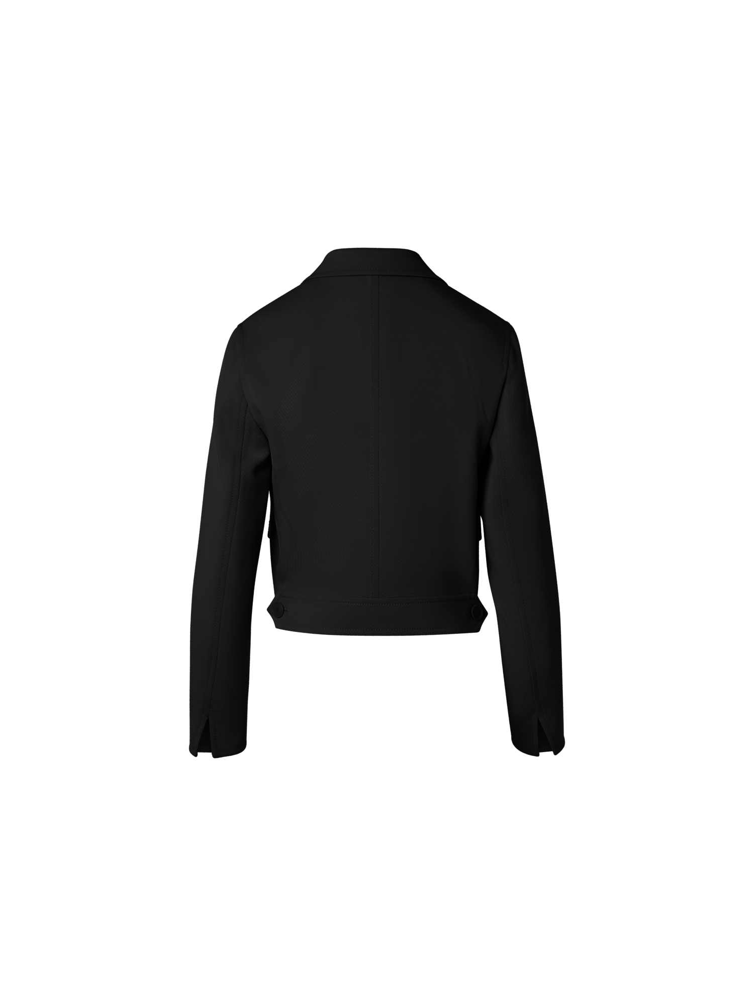 Designer Boxy Lapel Jacket in Wool Tricotine - Schwarz