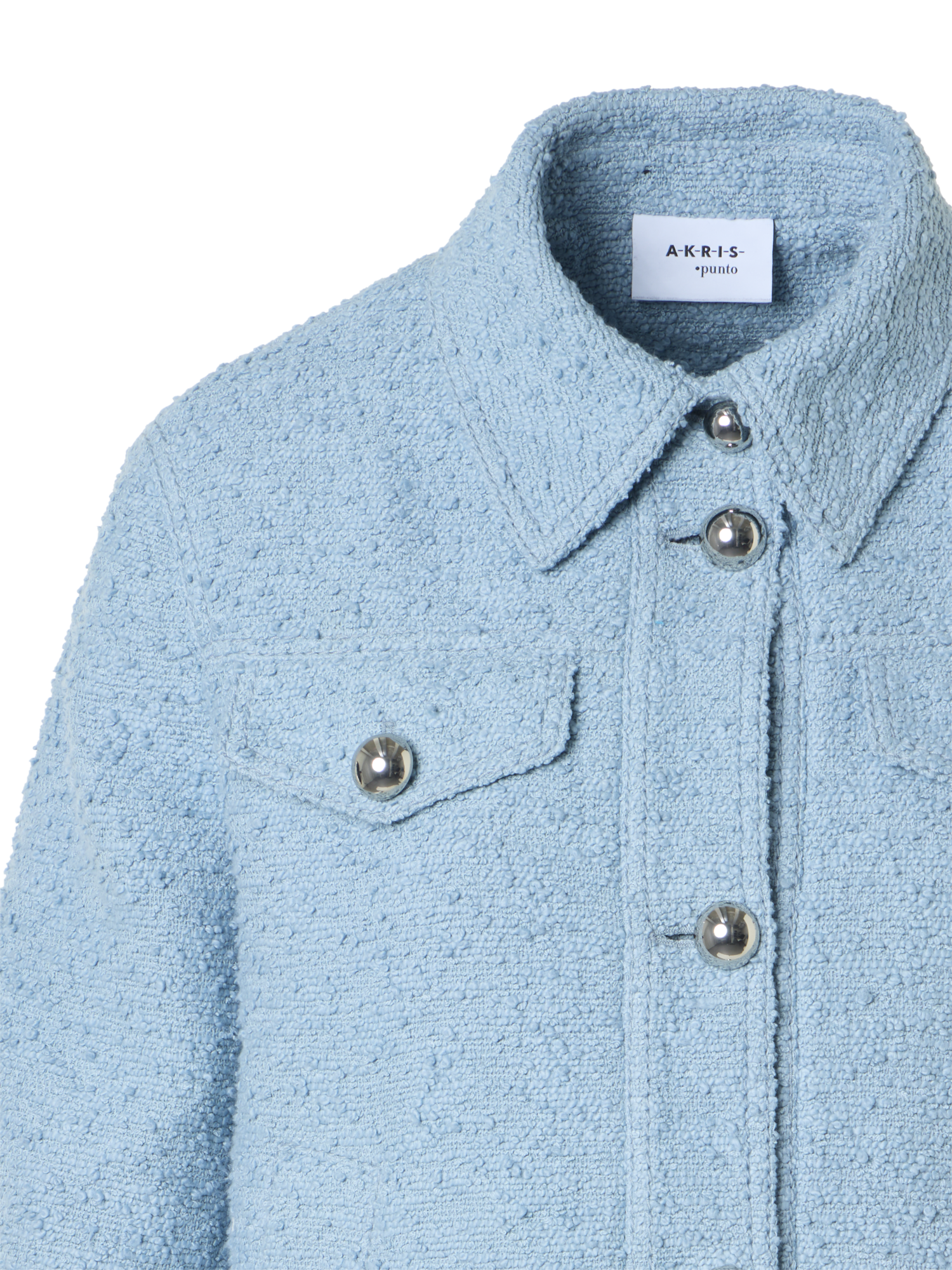 Designer Kurze Sommer-Jacke aus Bouclé-Baumwolle - Blau