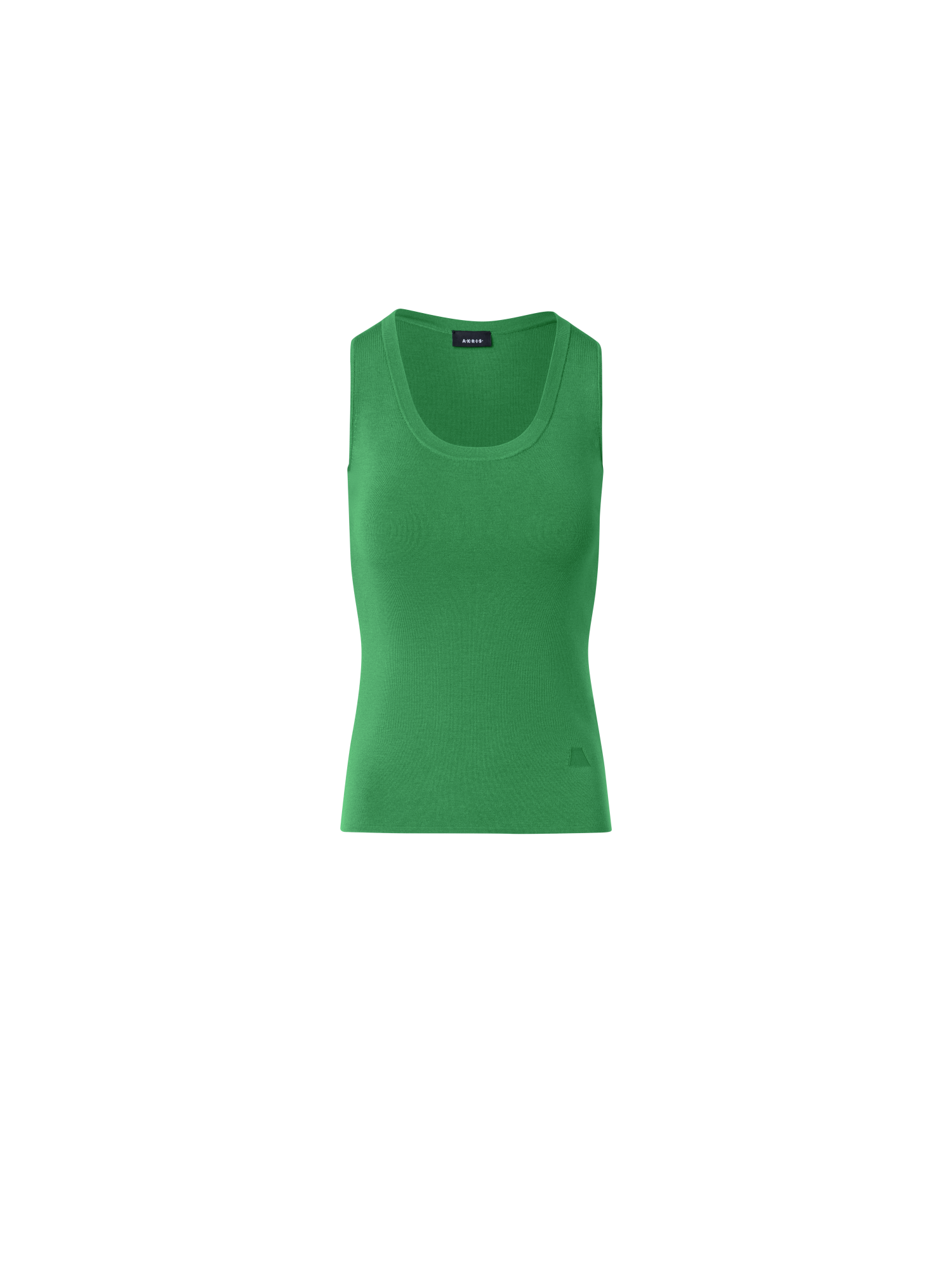 Designer Seiden-Stricktop mit U-Ausschnitt - Grün