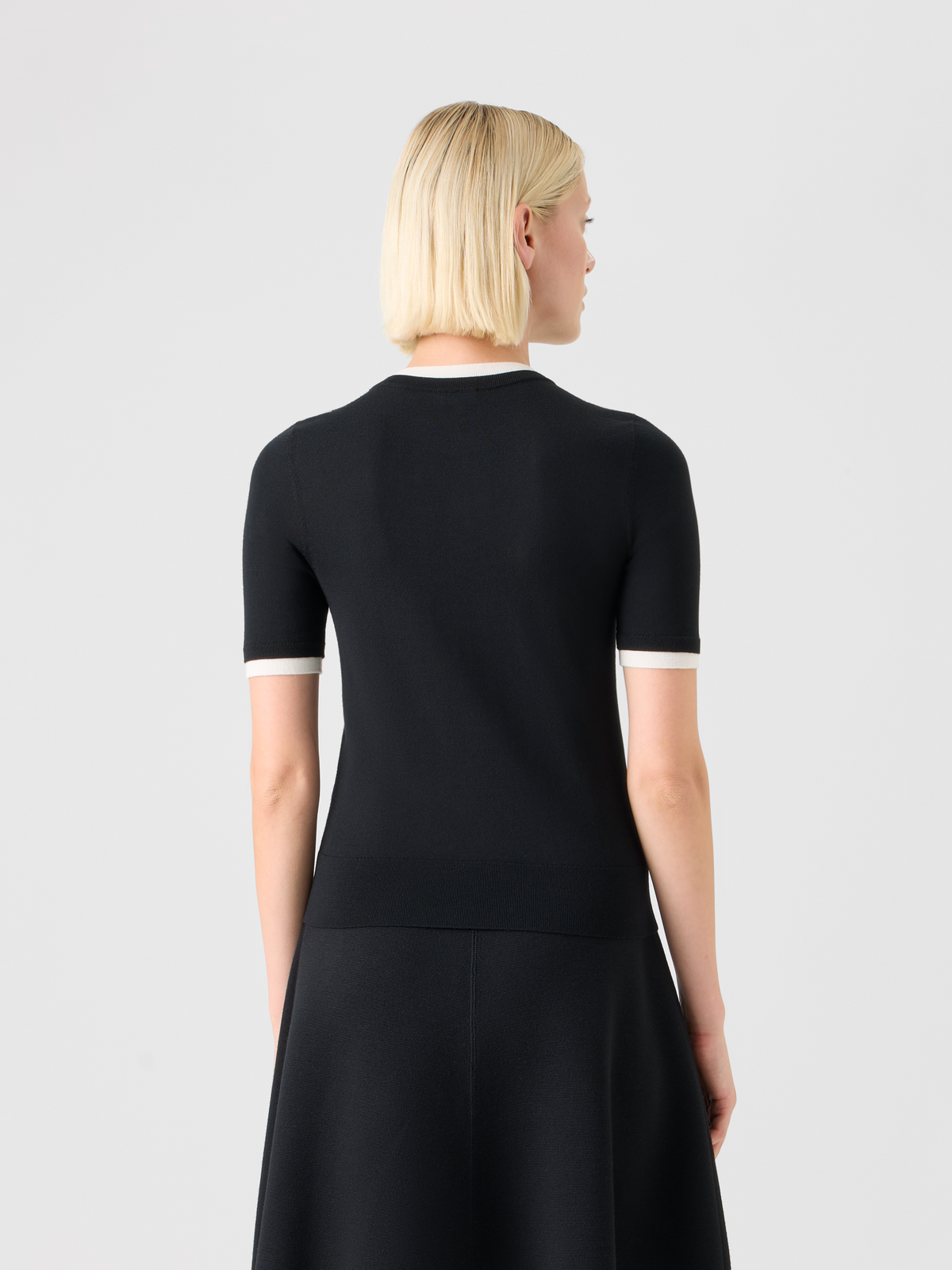 Designer Mehrlagiger Trompe-l’œil-Wollpullover - Schwarz - Ecru #editorial