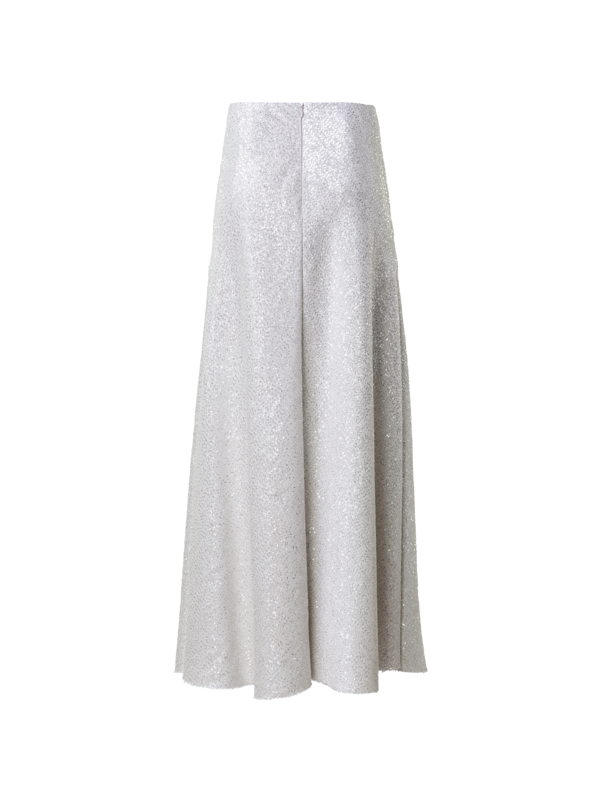 Designer Langer Rock aus Leinenmischung mit Pailletten - Grau