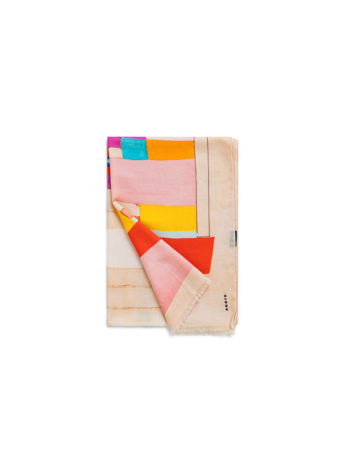 Designer Schal aus Kaschmir und Seide mit Mural Druck - Bunt