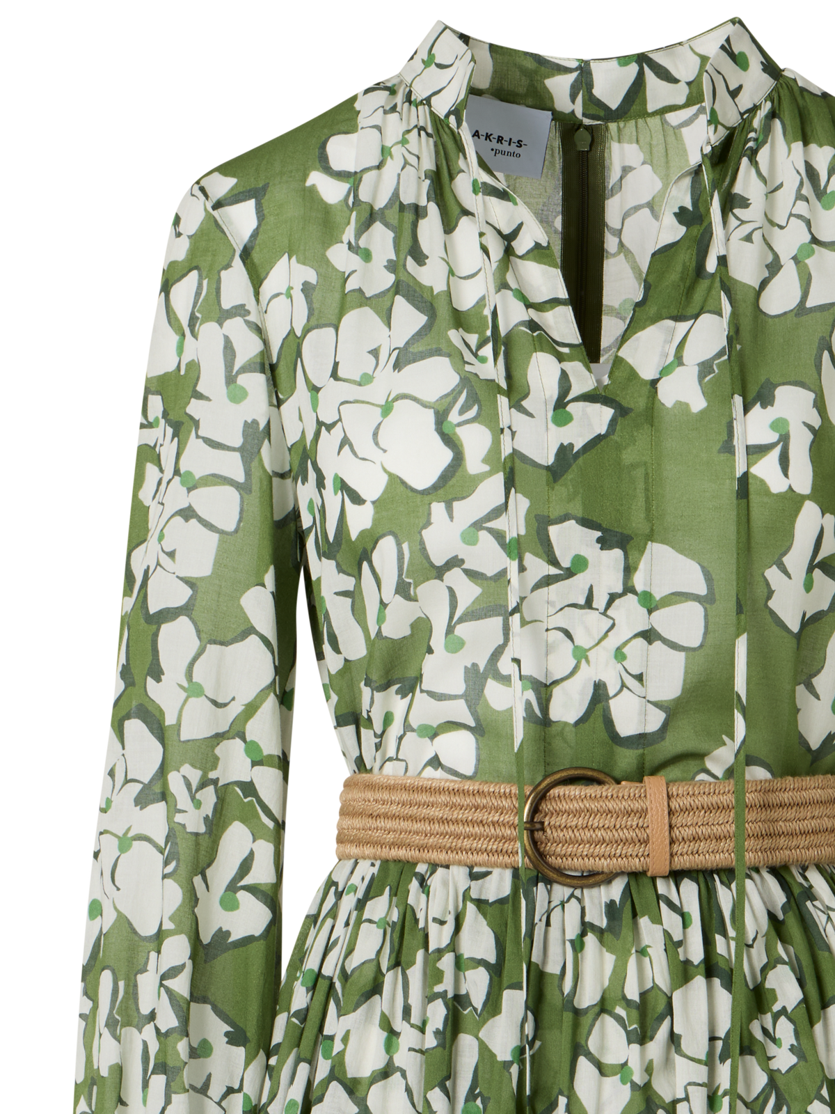 Designer Langärmeliges Boho-Midi-Kleid mit Papercut Flower Print - Bunt