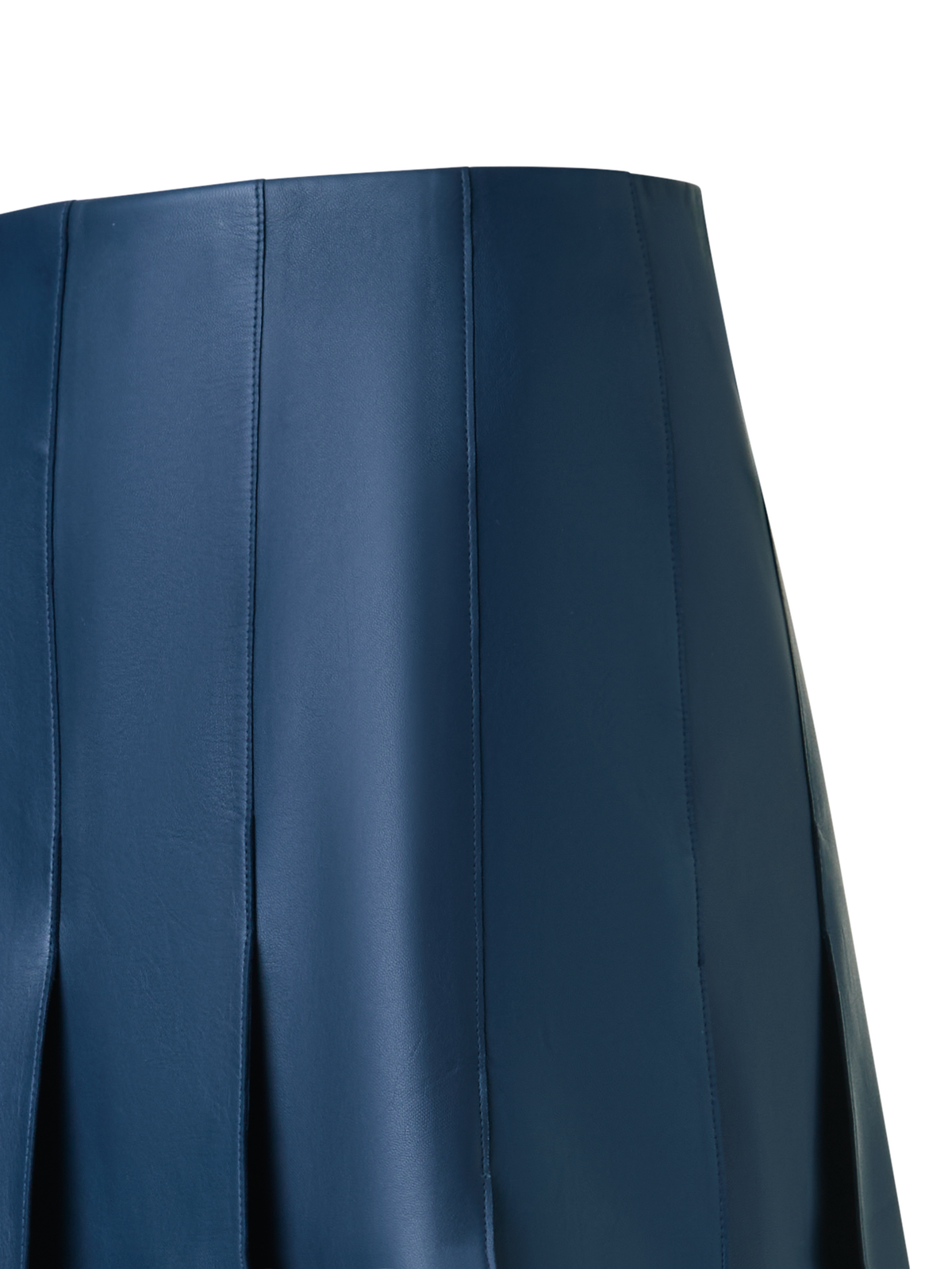 Designer Halbplissierter Leder Minirock - Dunkelblau - Blau