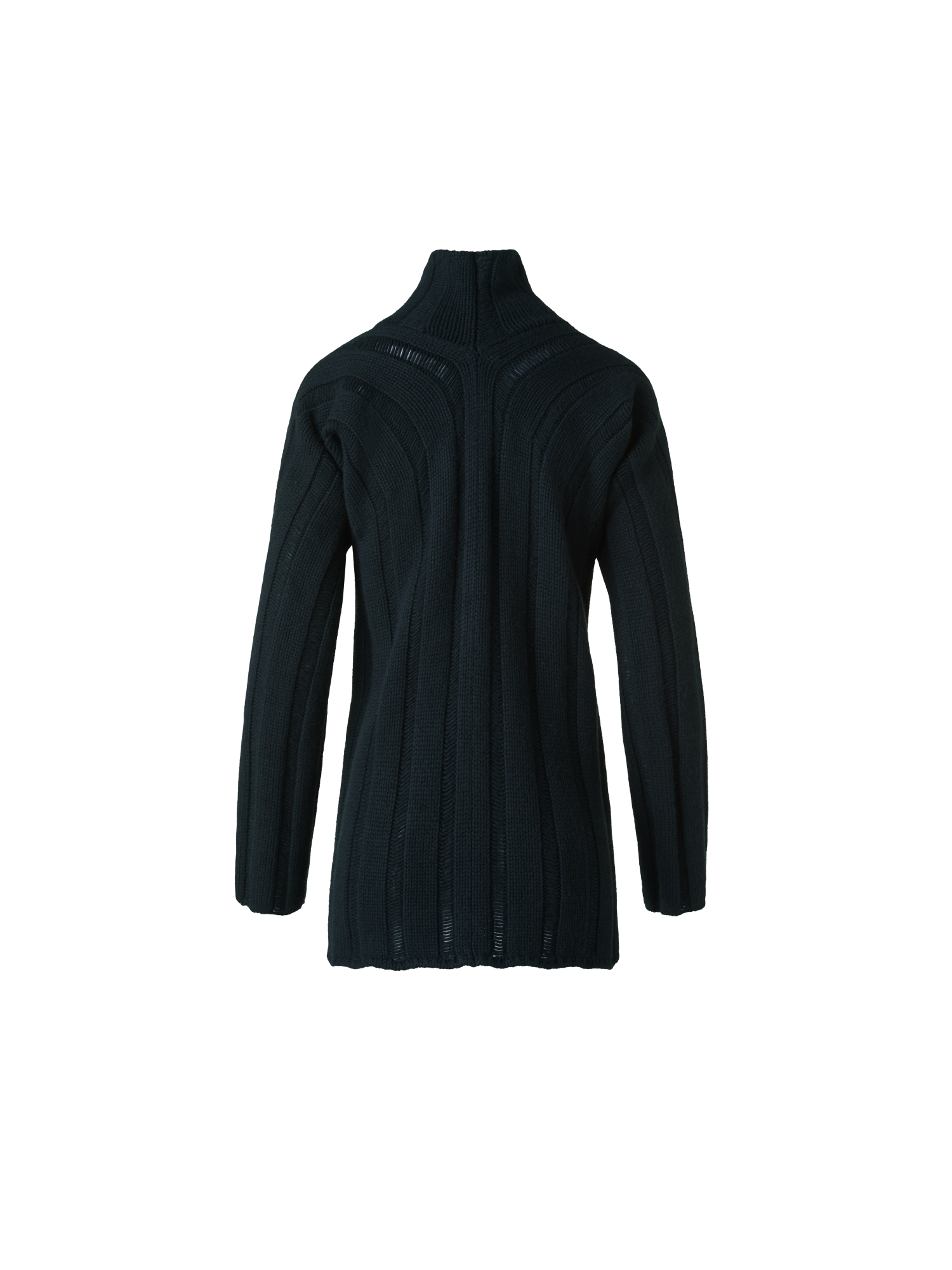 Designer Breitrippen Kaschmir Stehkragen Pullover - Schwarz