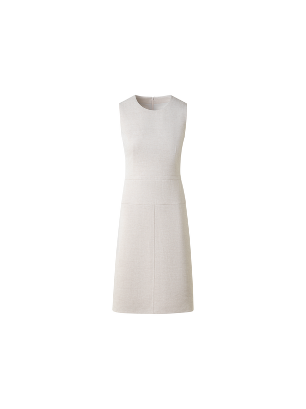 Designer Etuikleid in A-Linie aus Leinen-Doubleface - Beige