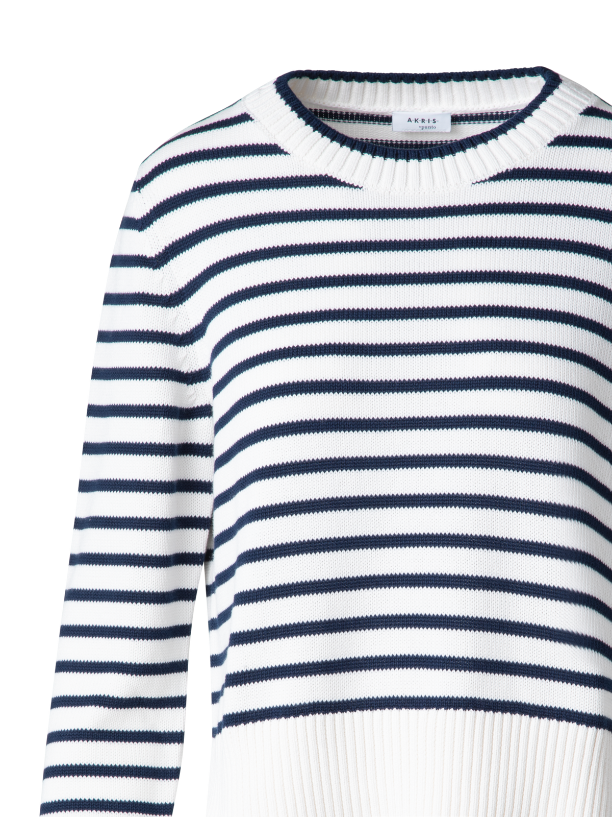 Designer Gestreifter Baumwoll-Strickpullover - Schwarz - Bunt - Ecru - Weiss