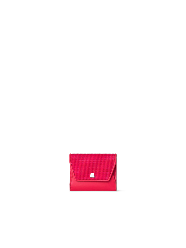 Designer Kompaktes Portemonnaie aus Rosshaar und Leder - Rot