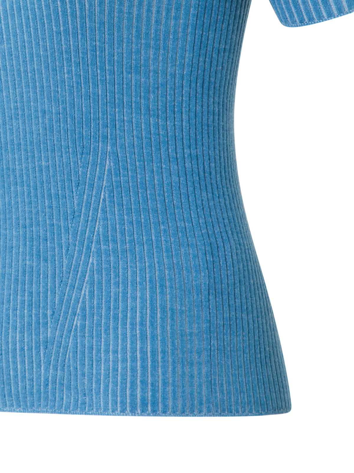 Designer Kurzärmeliges Strickshirt aus Merinowolle - Blau