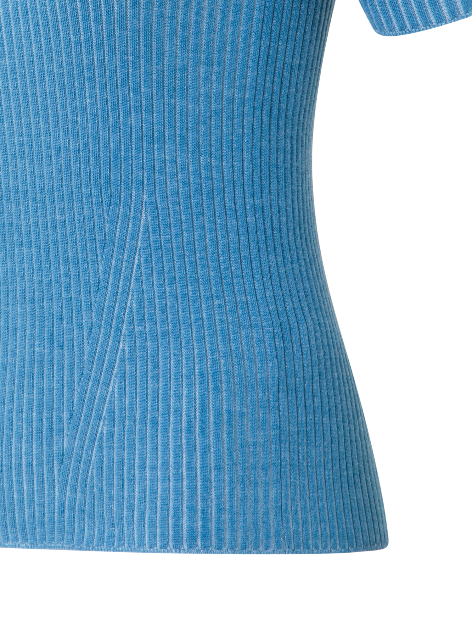 Designer Kurzärmeliges Strickshirt aus Merinowolle - Blau