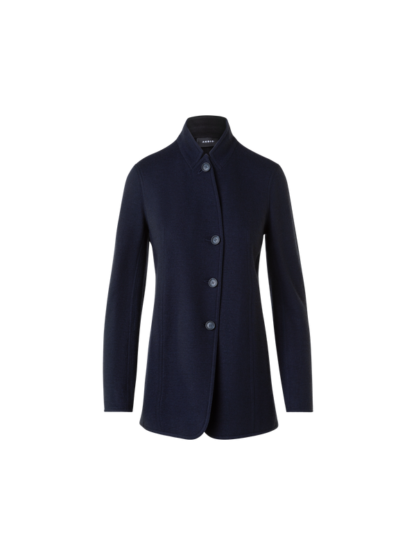 Designer Liam Jacke aus Kaschmirjersey - Dunkelblau