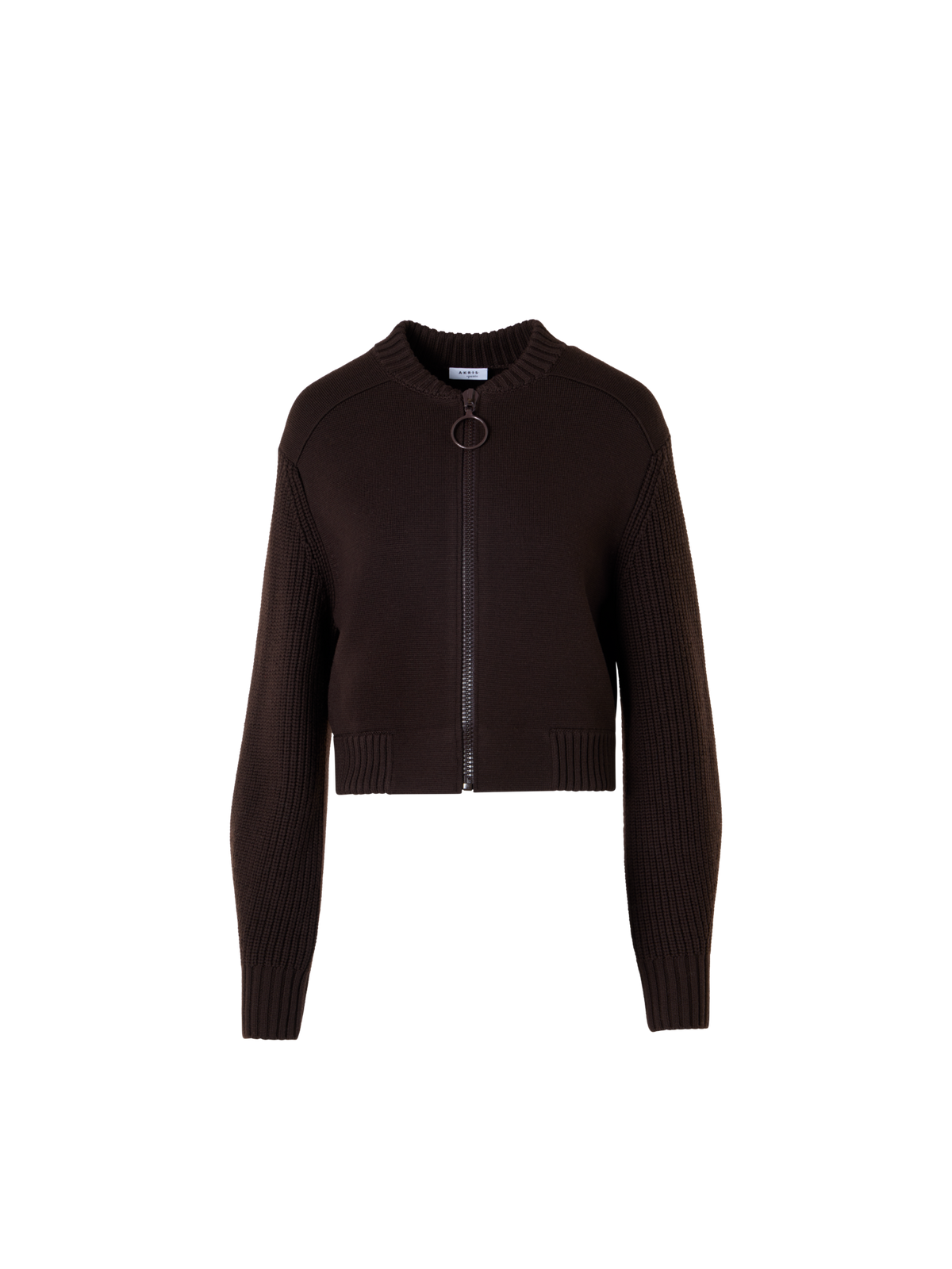 Designer Bomber-Cardigan aus Merinowolle - Braun