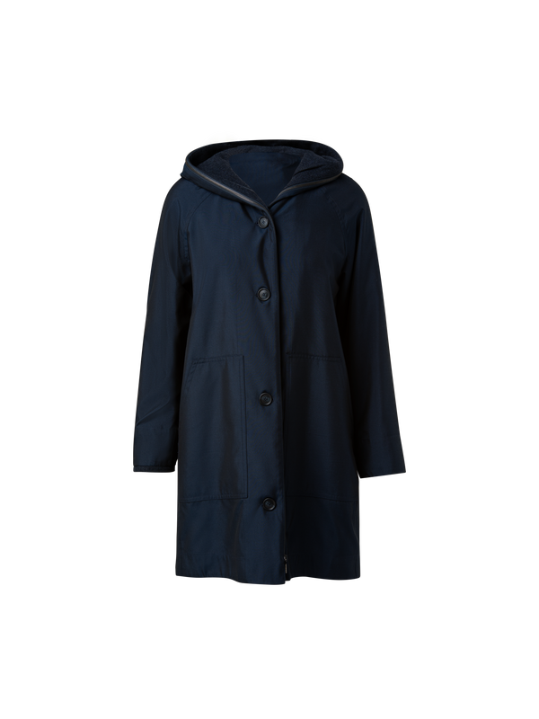 Designer Wendbarer Parka aus Kaschmir und Seide - Dunkelblau - Blau