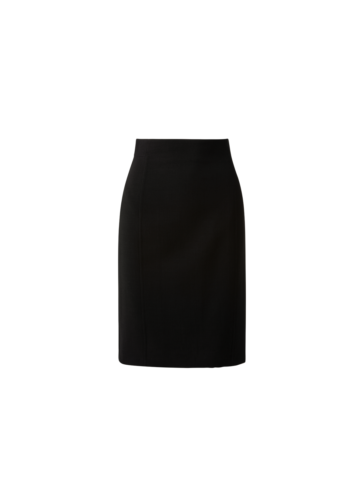 Designer Bleistiftrock aus Woll-Doubleface mit Schlitz - Schwarz