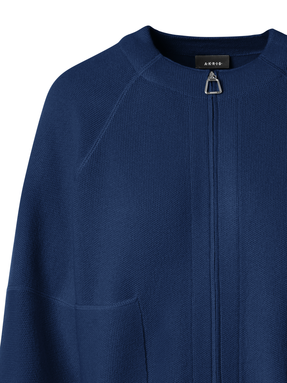 Designer Kaschmir-Piqué Cardigan mit Reissverschluss - Dunkelblau