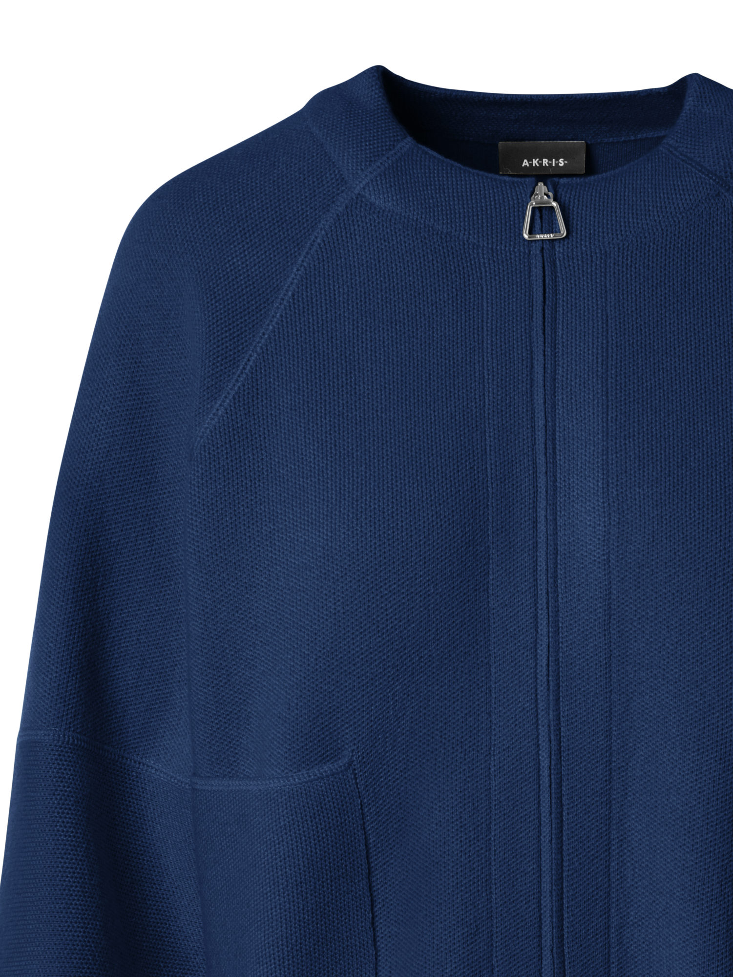 Designer Kaschmir-Piqué Cardigan mit Reissverschluss - Dunkelblau