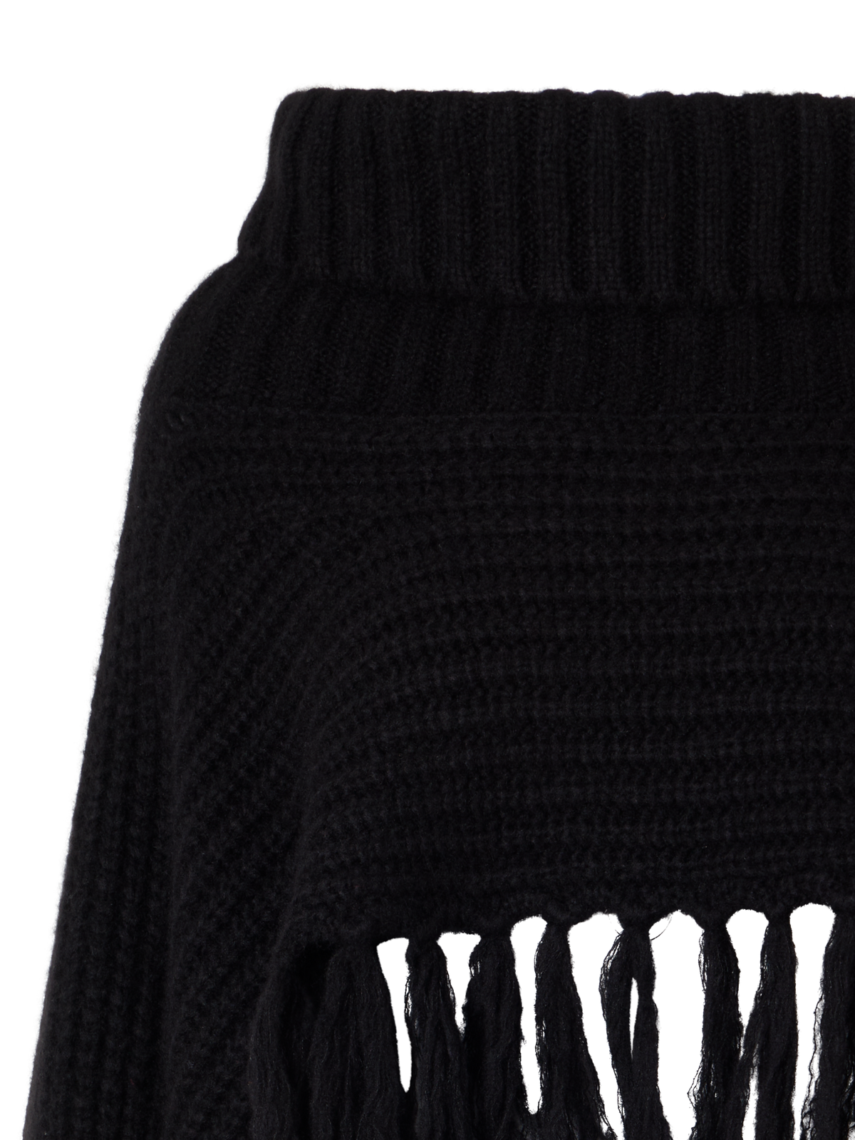Designer Cape-Schal aus Kaschmirseide mit Rollkragen - Schwarz