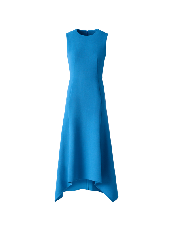 Designer Asymmetrisches Double-Face-Midikleid aus Woll-Crêpe - Blau