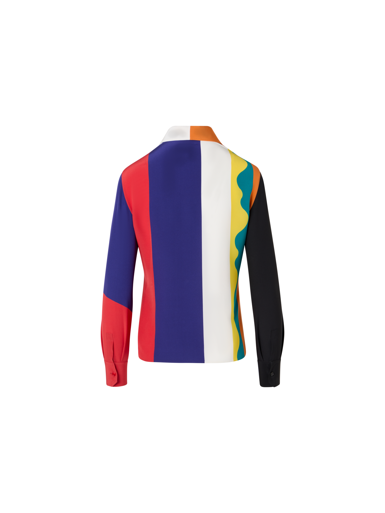 Designer Seiden-Crêpe-Bluse mit Paravent-Druck - Bunt