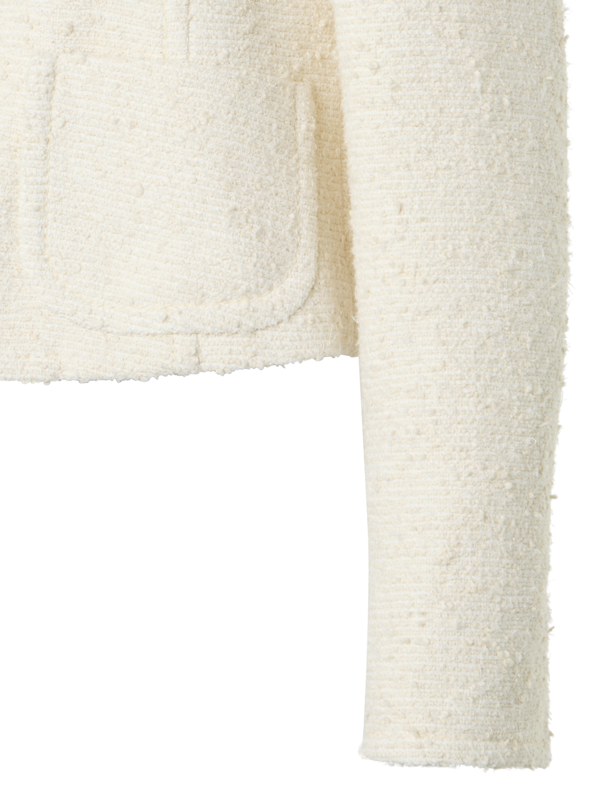 Designer Kastige Sommer-Jacke aus Bouclé-Baumwolle - Ecru