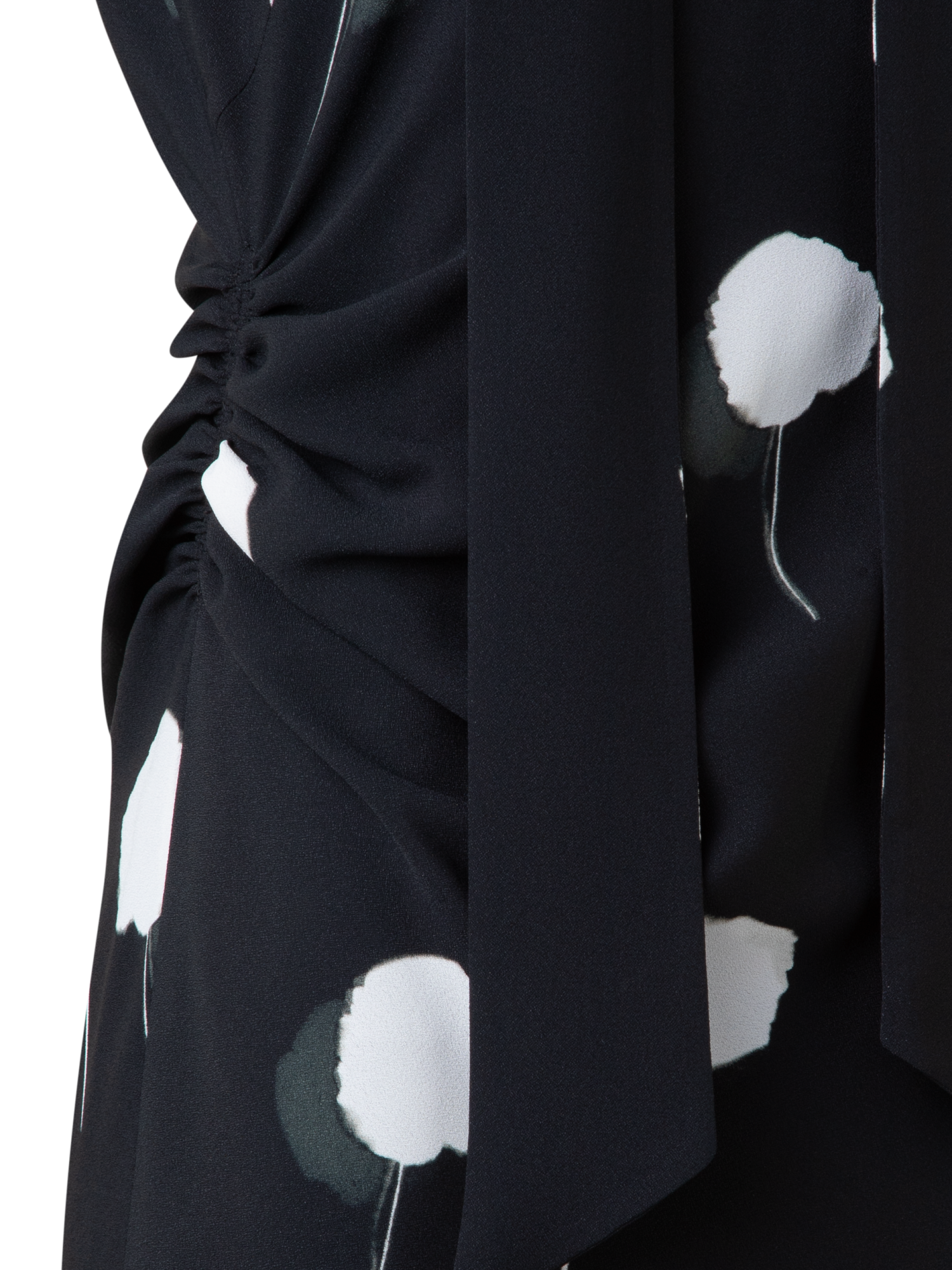 Designer Dandelion Druck Midikleid - abnehmbare Schleife - Schwarz - Bunt