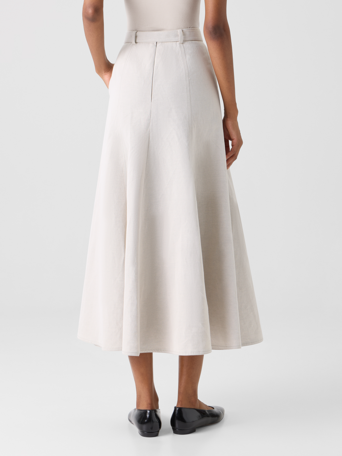 Designer Midirock in A-Linie mit Knopfleiste - Grau