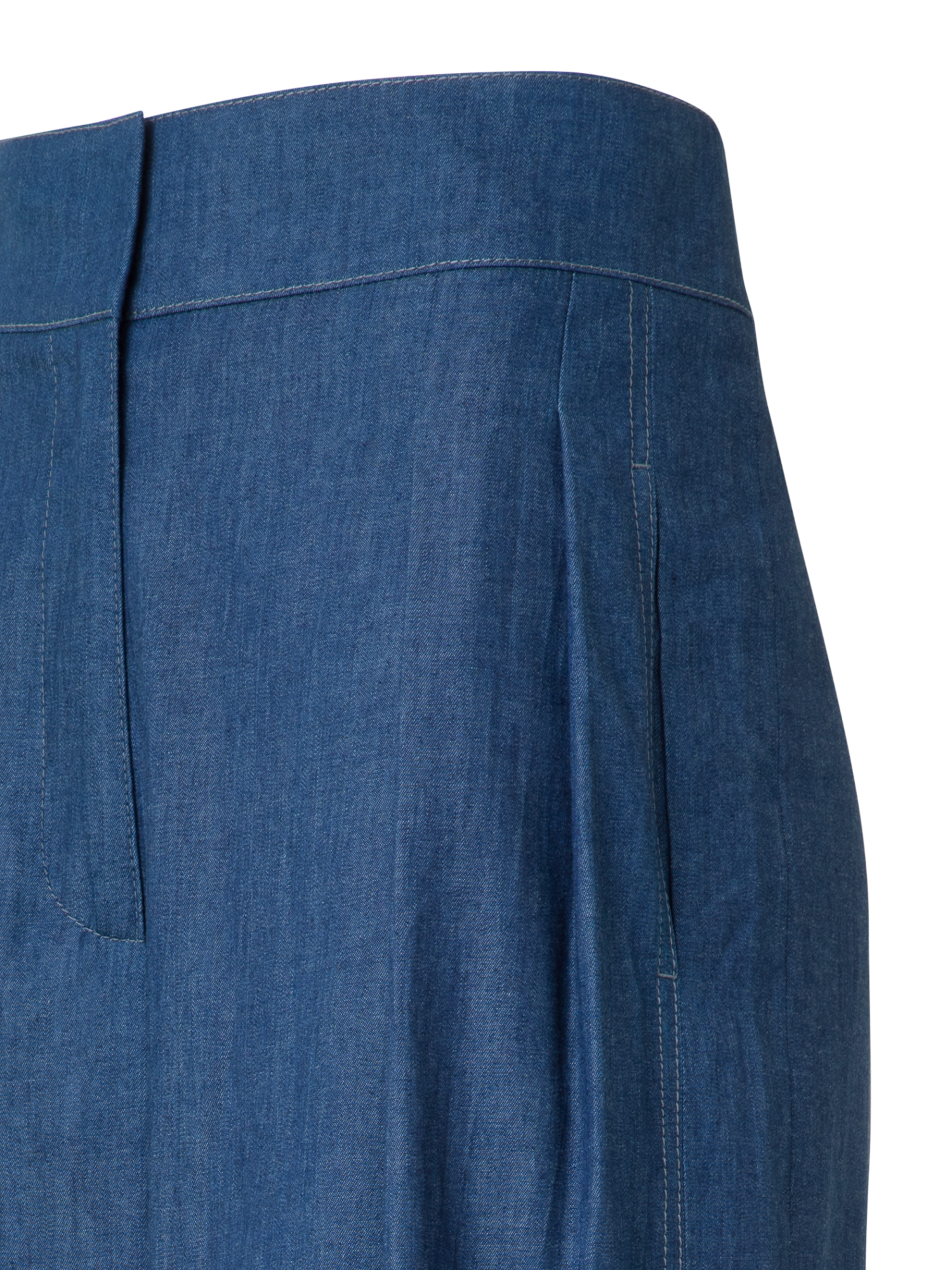 Designer Culottes Hose aus leichtem Baumwoll-Denim - Blau