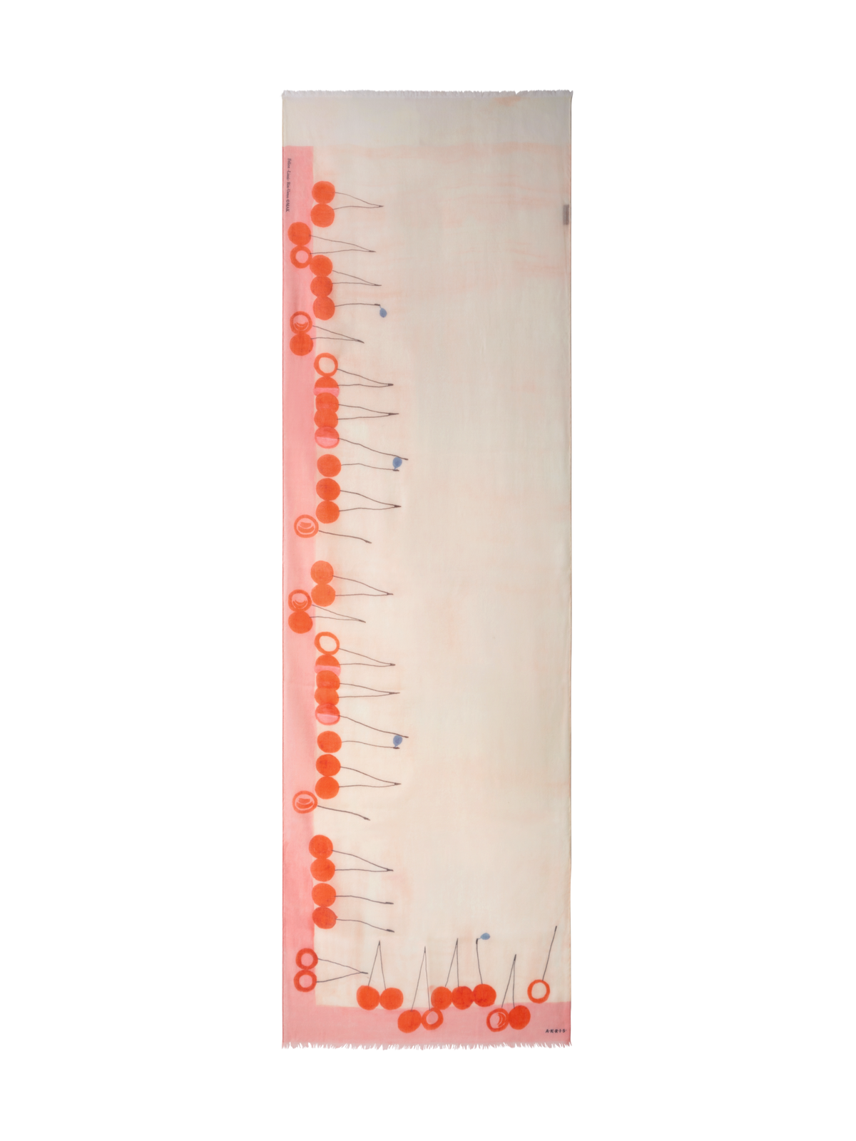 Designer Kaschmirschal mit Cherries Druck - Bunt - Rot