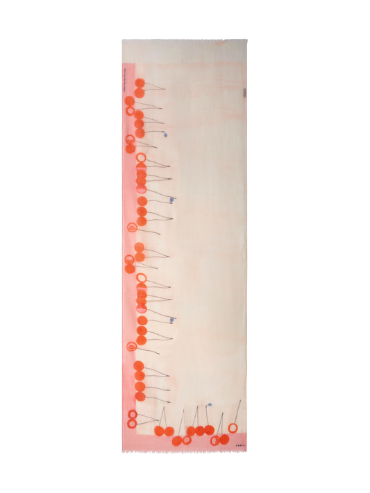 Designer Kaschmirschal mit Cherries Druck - Bunt - Rot