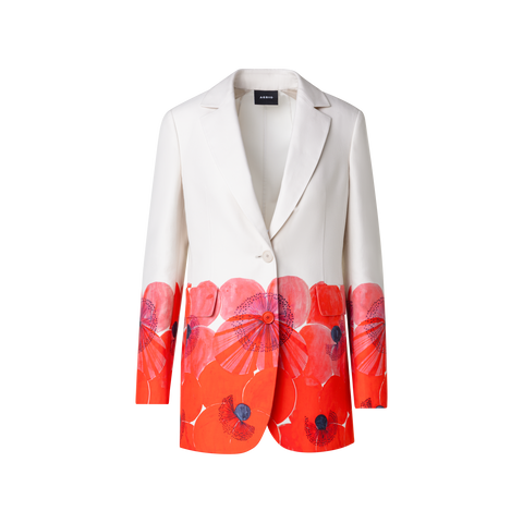 Blazer aus Baumwollseide mit Poppy Druck