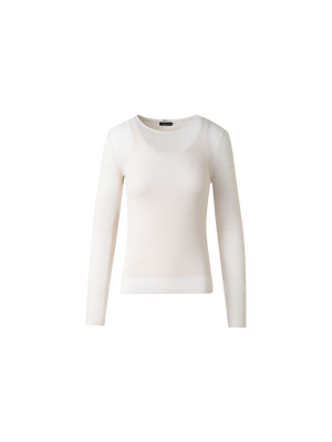 Designer Pullover aus halbtransparenter Baumwolle - Beige