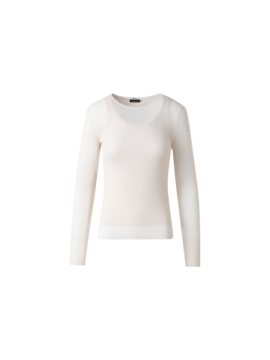 Designer Pullover aus halbtransparenter Baumwolle - Beige