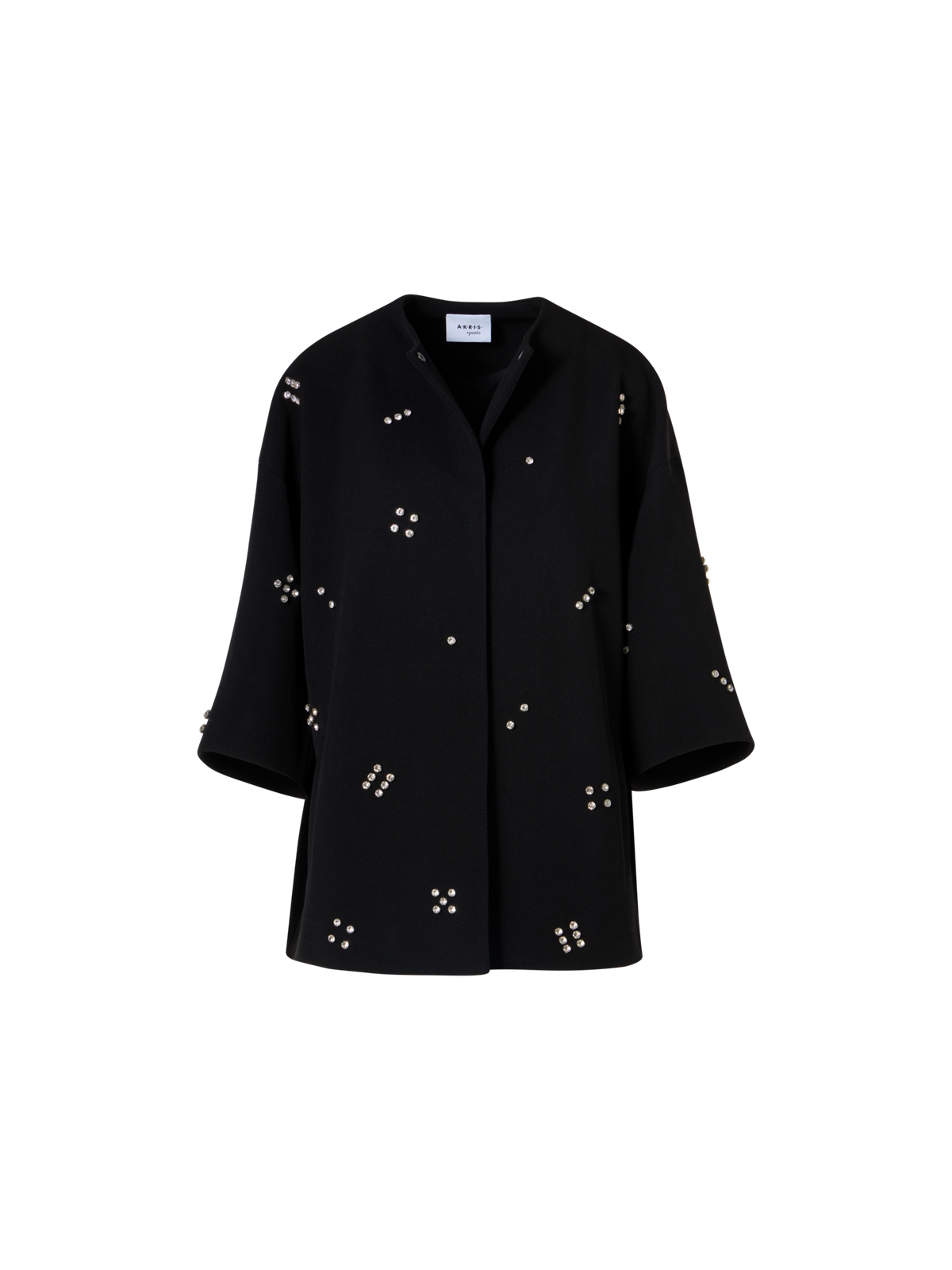 Designer Car Coat mit Diamond Dice Dot Verzierung - Schwarz