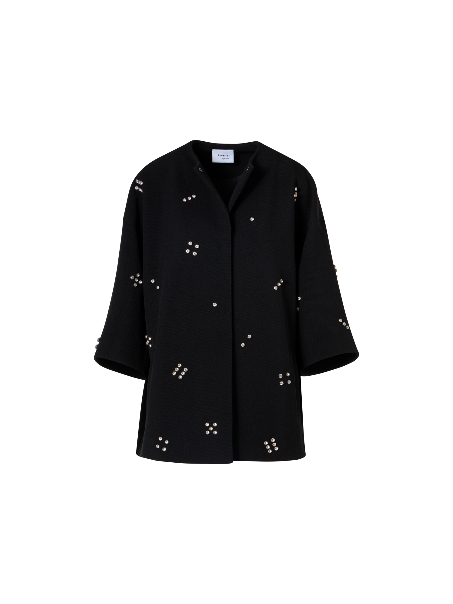 Designer Car Coat mit Diamond Dice Dot Verzierung - Schwarz