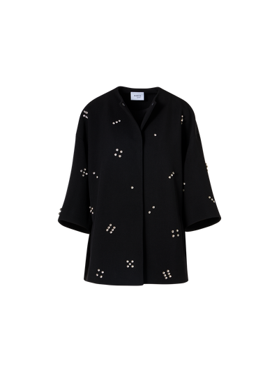 Designer Car Coat mit Diamond Dice Dot Verzierung - Schwarz